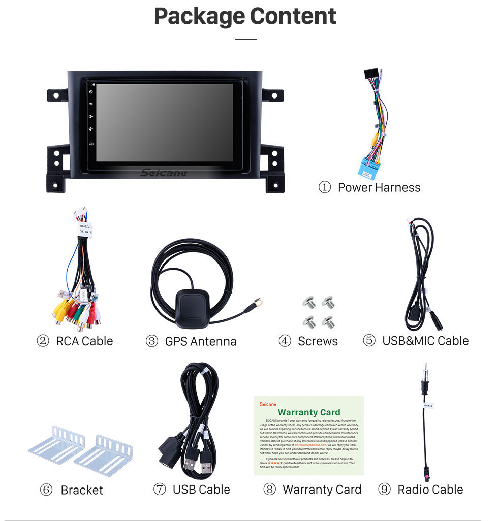 Seicane 7 inch OEM Android 11.0 Radio GPS Navigation system for 2005-2013 Suzuki Vitara Bluetooth Mirror link Touch Screen Steering Wheel control WIFI support OBD2 DVD player DVR Backup camera Seicane 7 inch OEM Android 11.0 Radio GPS Navigation system for 2005-2013 Suzuki Vitara Bluetooth Mirror link Touch Screen Steering Wheel control WIFI support OBD2 DVD player DVR Backup camera