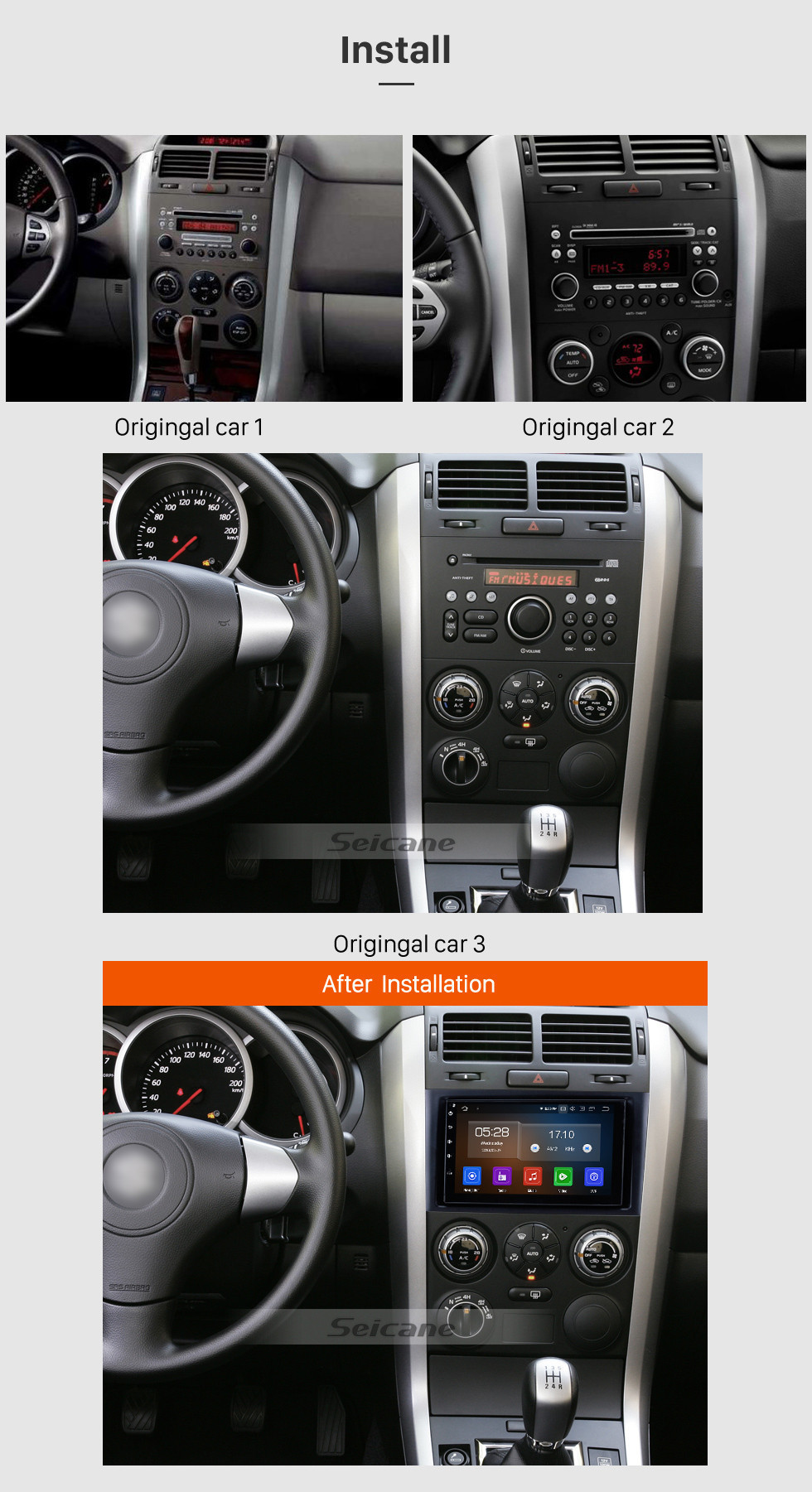 Seicane 7 inch OEM Android 11.0 Radio GPS Navigation system for 2005-2013 Suzuki Vitara Bluetooth Mirror link Touch Screen Steering Wheel control WIFI support OBD2 DVD player DVR Backup camera Seicane 7 inch OEM Android 11.0 Radio GPS Navigation system for 2005-2013 Suzuki Vitara Bluetooth Mirror link Touch Screen Steering Wheel control WIFI support OBD2 DVD player DVR Backup camera