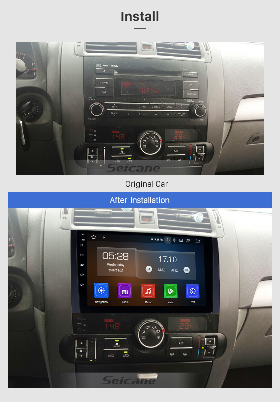 Seicane 9 Zoll Aftermarket Android 11.0 HD Touchscreen GPS Navigationssystem Radio für 2008-2016 Kia Borrego mit USB Unterstützung DVR OBD II 3G / 4G WIFI Lenkradsteuerung