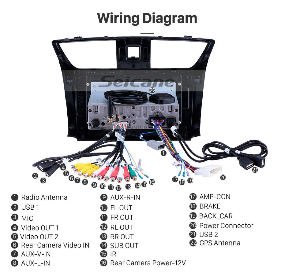 Seicane 10.1 pulgadas HD Pantalla táctil Sistema de navegación GPS Unidad principal android 11.0 2012-2016 Nissan Sylphy Bluetooth Radio Estéreo Auto Soporte de música 4G WIFI OBD2 Cámara de visión trasera Control del volante