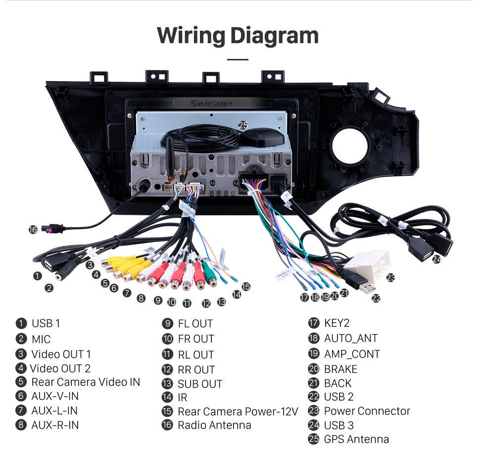 Seicane 10.1 pulgadas HD con pantalla táctil Sistema de navegación GPS android 11.0 Radio para 2017 2018 Kia Rio K2 Bluetooth Soporte de música OBD2 4G WIFI Control del volante Cámara de vista trasera