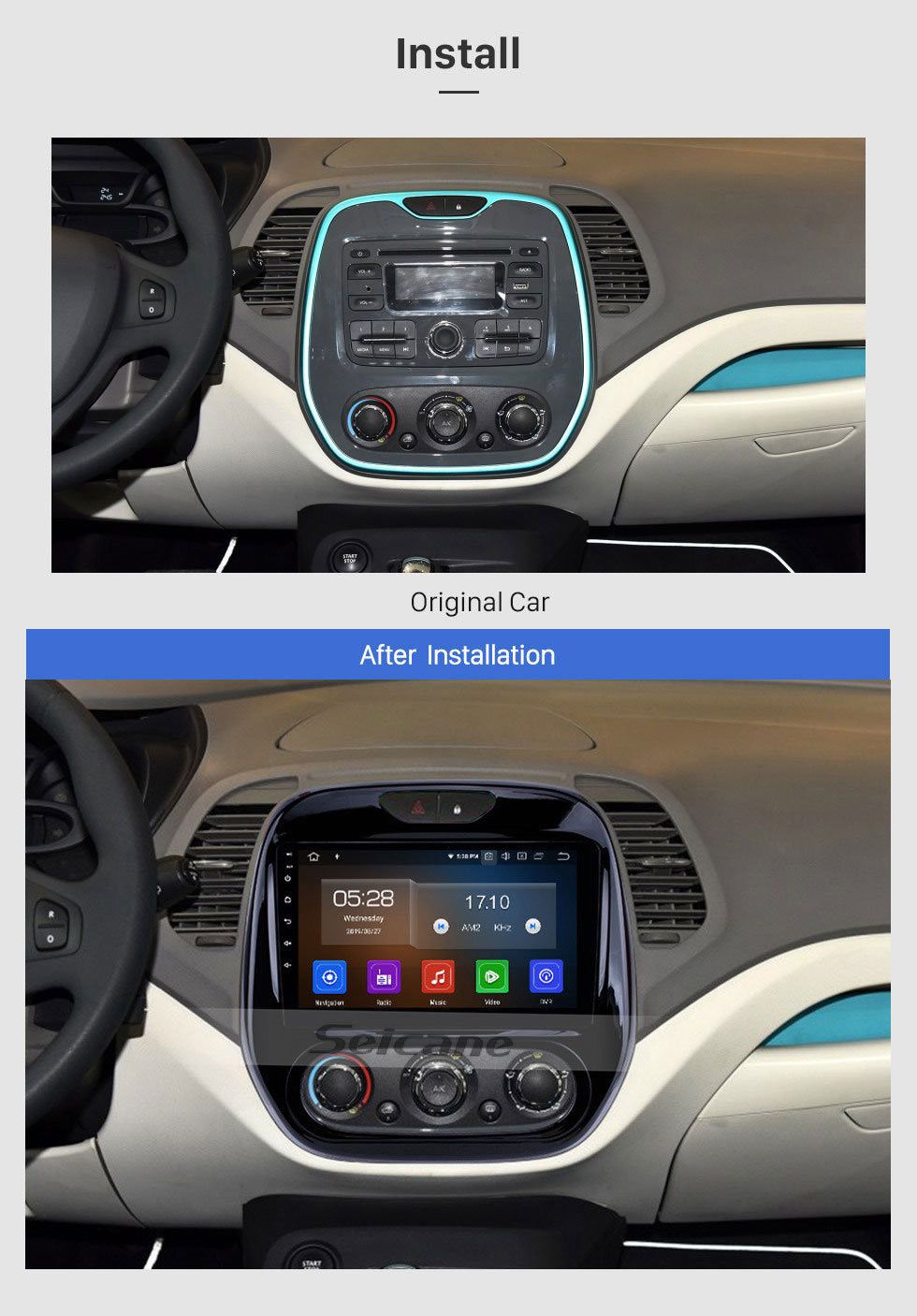 Seicane 9-Zoll-Quad-Core-Android 11.0 2011-2016 Renault Captur CLIO Samsung QM3 Handbuch A / C Aftermarket-Radio GPS-Navigationssystem OBD2 4G WIFI Bluetooth Spiegel Link DVR 4G WIFI (manuelle Klimaanlage)