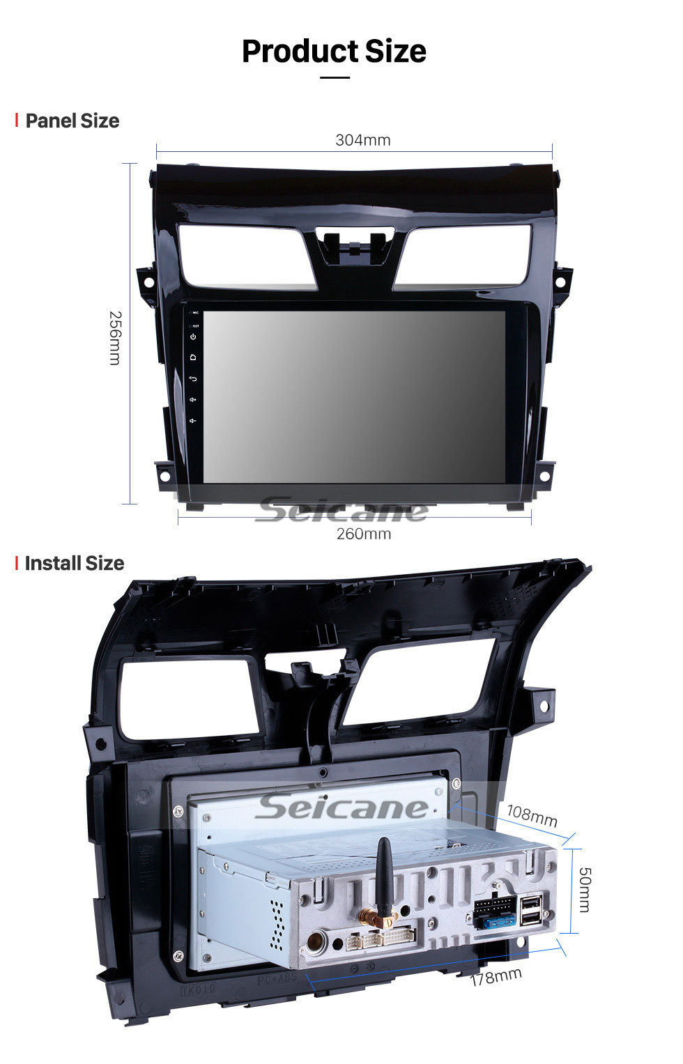 Seicane 9 pouces 2013-2017 Nissan Teana Android 11.0 Système de navigation GPS Autoradio 3G WiFi TV Canbus USB Caméra de recul Lien miroir HD 1080P Vidéo