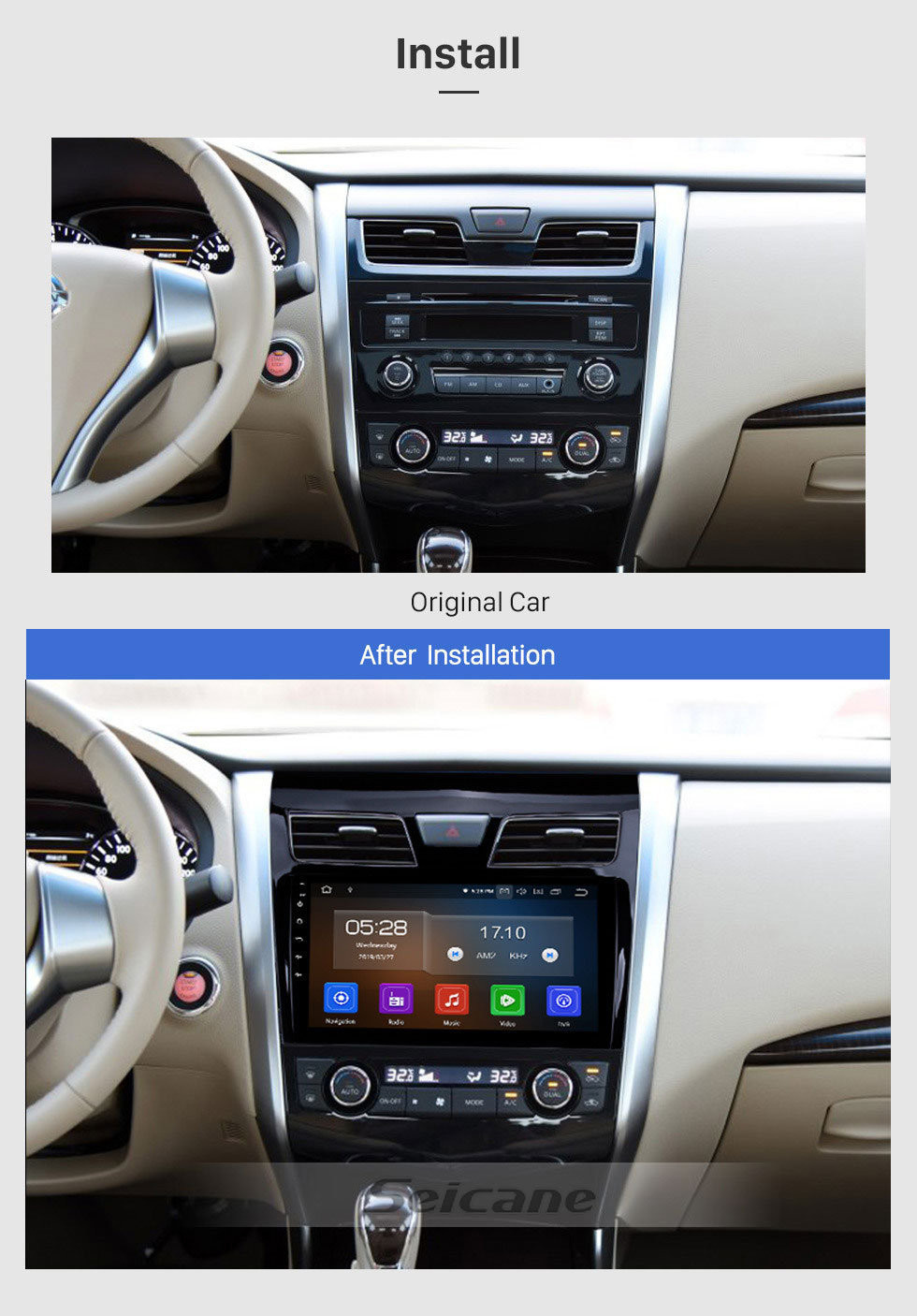 Seicane 9 Zoll 2013-2017 Nissan Teana Android 11.0 Autoradio GPS-Navigationssystem 3G WiFi TV Canbus USB-Rückfahrkamera Spiegel Link HD 1080P Video