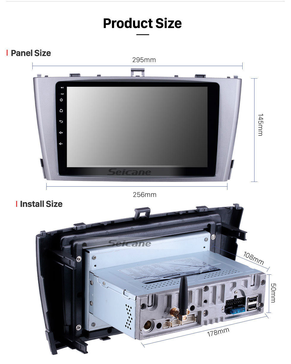 Seicane 2009-2013 Toyota AVENSIS 9 polegada HD Touchscreen Android 11.0 Rádio sistema de Navegação GPS com FM WIFI CPU Quad-core Bluetooth Música suporte USB SWC Backup Camera DVD Player