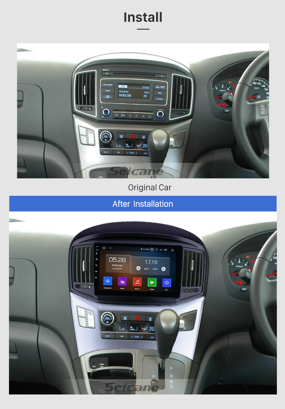 Seicane OEM 9 дюймов Android 11.0 радио для 2016 2017 2018 Hyundai Starex H1 Wagon Bluetooth GPS-навигация Штатная магнитола HD с сенсорным экраном 1080P видео Руль Contol DVD-плеер Carplay 3G WIFI