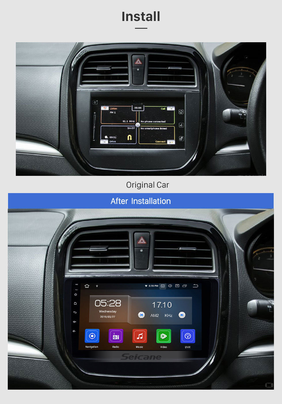 Seicane OEM Android 11.0 9 pouces Stéréo de voiture pour 2017 2017 2018 Suzuki BREZZA avec système de navigation GPS Bluetooth HD écran tactile Wifi FM MP5 musique support USB Lecteur de DVD SWC OBD2 Carplay
