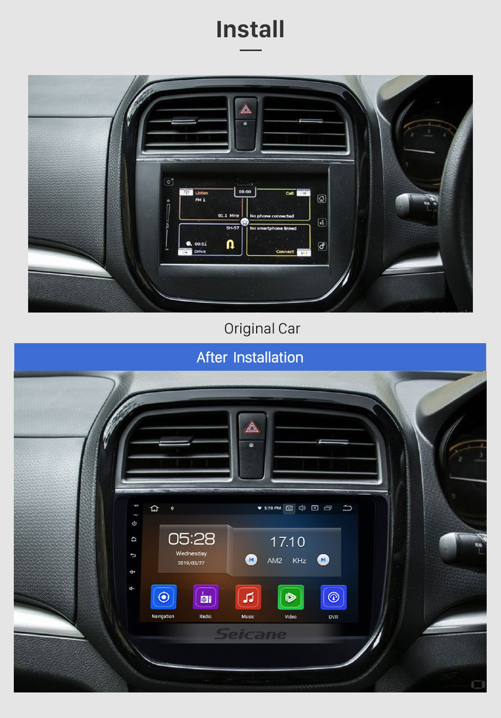 Seicane OEM Android 11.0 9 pulgadas Estéreo del coche para 2016 2017 2018 Suzuki BREZZA con Bluetooth Sistema de navegación GPS HD Pantalla táctil Wifi FM MP5 música Soporte USB Reproductor de DVD SWC OBD2 Carplay