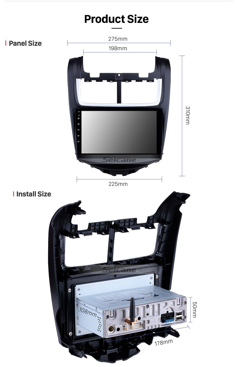 Seicane 9 polegadas 2014 Chevy Chevrolet Aveo HD Tela sensível ao toque GPS Rádio Navegação de substituição Bluetooth Música WiFi Suporte para sintonizador de TV DVR AUX Leitor de DVD 3G Controle de volante