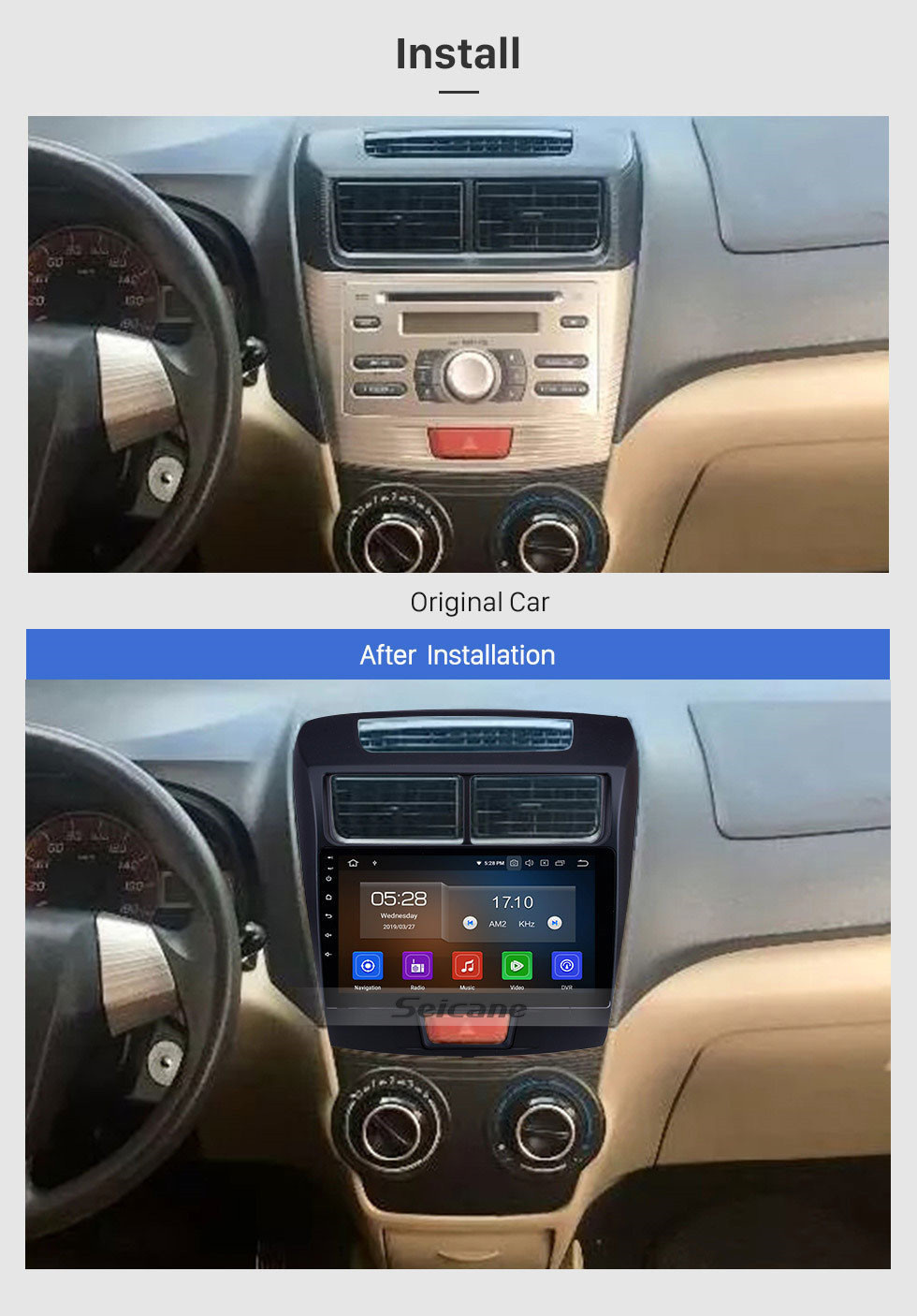 Seicane Android 11.0 2010 2011 2012-2016 Toyota Avanza Car Radio 9 inch HD Touchscreen GPS Navigation with WIFI Bluetooth music 1080P Video USB support Carplay DVR TPMS DVD