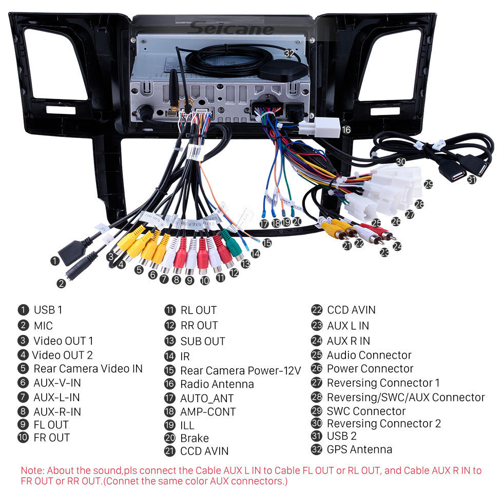 Seicane 2008-2014 Toyota FORTUNER HILUX Android 11.0 Radio 9 pulgadas HD Pantalla táctil Navegación GPS Estéreo Bluetooth Wifi Música AUX RDS soporte Cámara de vista trasera SWC DVR