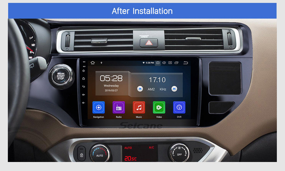 Seicane 2012-2015 Kia Rio LHD Android 11.0 Radio de navigation GPS 9 pouces avec Bluetooth HD à écran tactile USB Prise en charge de la musique Carplay TPMS DAB + Lien vidéo 1080p avec miroir