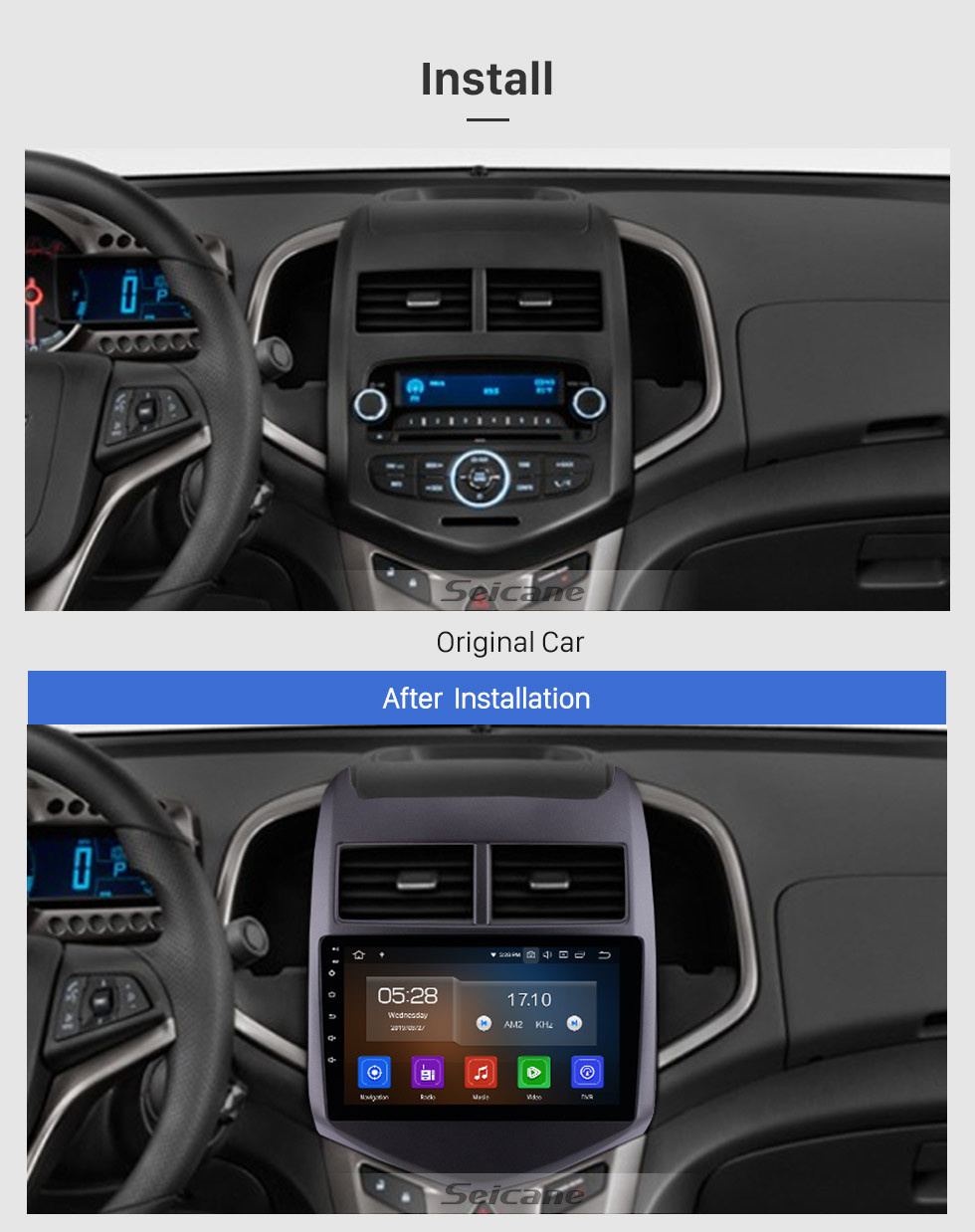 Seicane Android 11.0 Rádio GPS Estéreo para 2010 2011 2012 2013 Chevy Chevrolet aveo Suporte 3D Navi Bluetooth USB WIFI Mirror Link DVR OBD2 Controle do volante