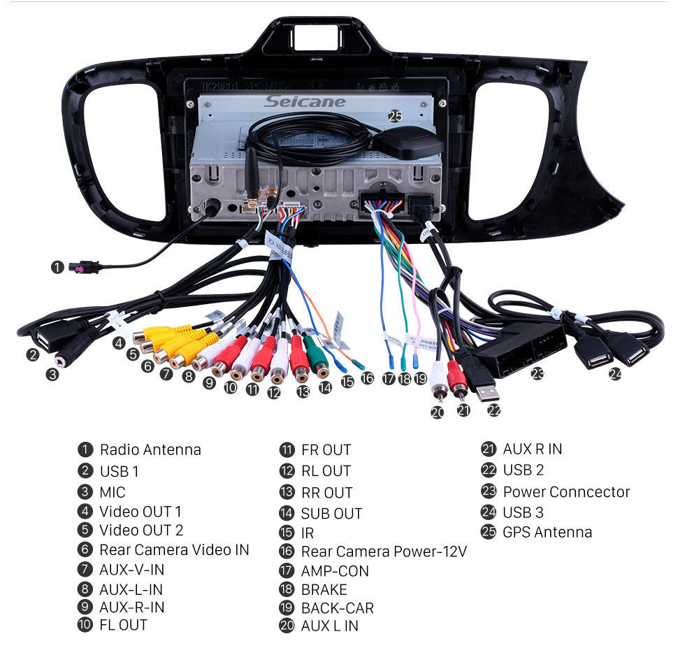 Seicane Pantalla táctil de 9 pulgadas 2017 KIA PEGAS LHD Android 11.0 Radio para automóvil Navegación GPS Unidad principal Bluetooth música Soporte USB OBD Carplay Cámara de respaldo 1080P Reproductor de DVD 4G Wifi