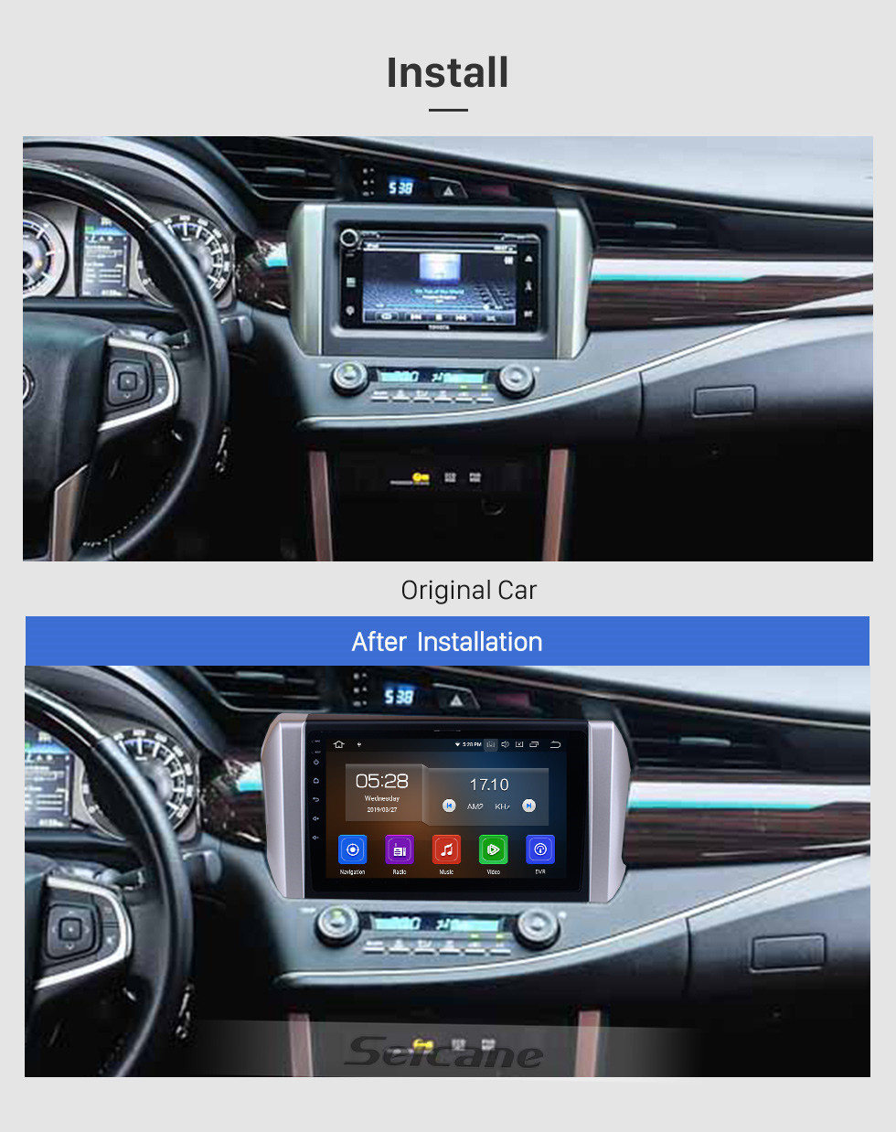 Seicane Android 11.0 HD Touchscreen 9 inch Bluetooth Radio GPS Navigation for 2015-2018 Toyota Innova LHD support SWC Rearview Camera DVD 1080P 4G WIFI