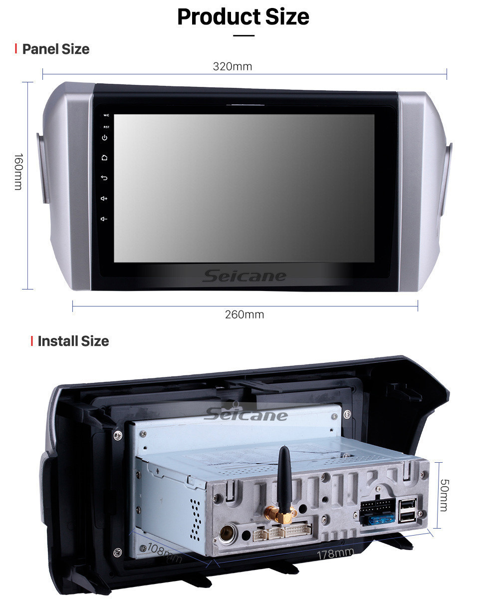 Seicane Android 11.0 HD Touchscreen 9 Zoll Bluetooth Radio GPS-Navigationssystem für 2015-2018 Toyota Innova LHD Unterstützung SWC Rückfahrkamera DVD 1080P 4G Wlan