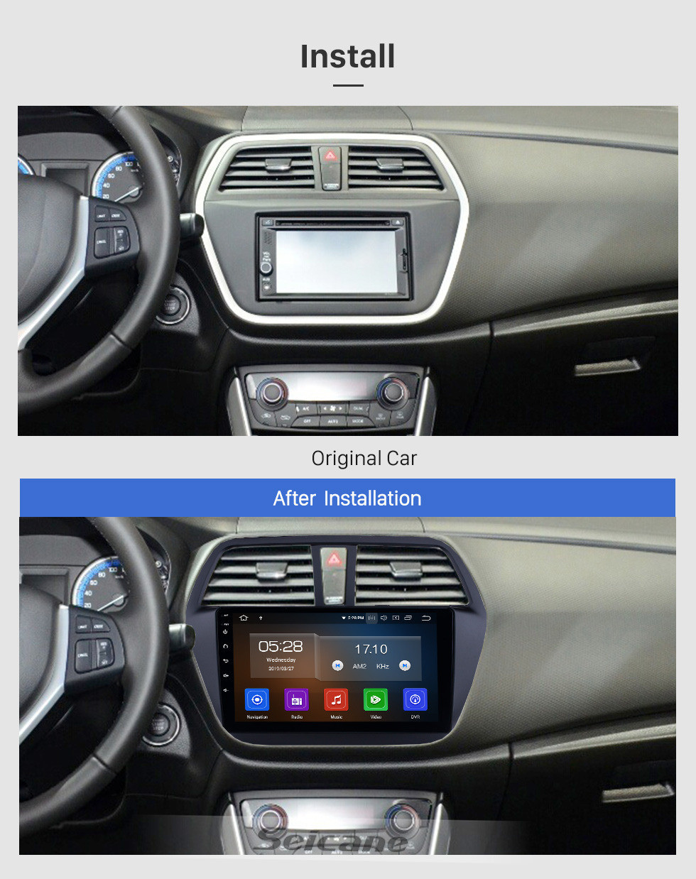 Seicane 2013-2016 Suzuki SX4 S-Cross Android 11.0 9 pulgadas Navegación GPS Radio Bluetooth AUX HD Pantalla táctil USB Carplay soporte TPMS DVR TV digital