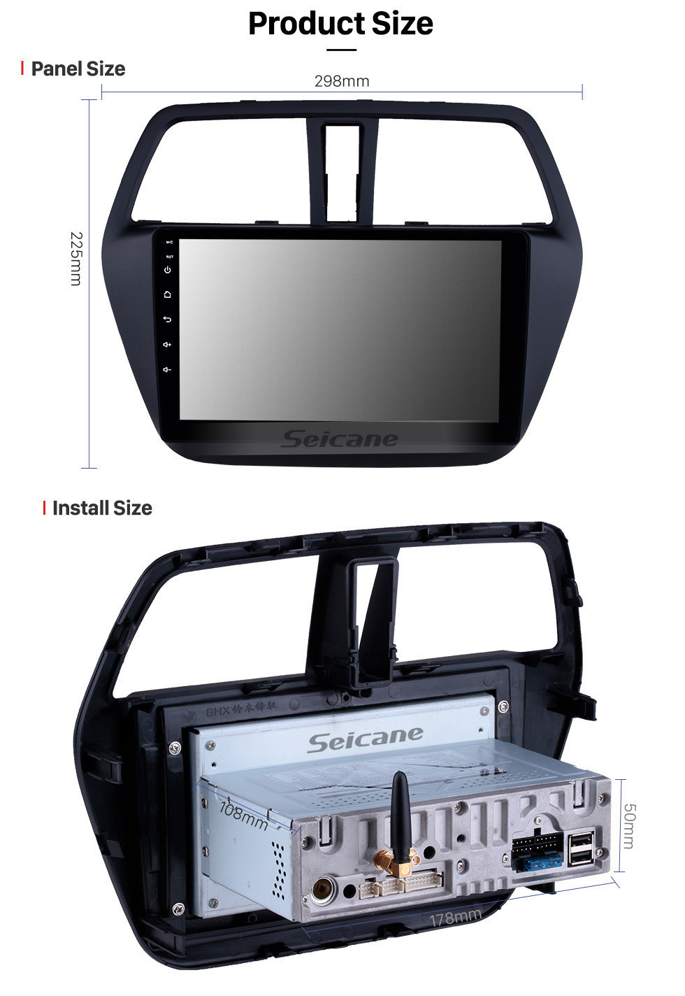 Seicane 2013-2016 Suzuki SX4 S-Cross Android 11.0 9 pulgadas Navegación GPS Radio Bluetooth AUX HD Pantalla táctil USB Carplay soporte TPMS DVR TV digital