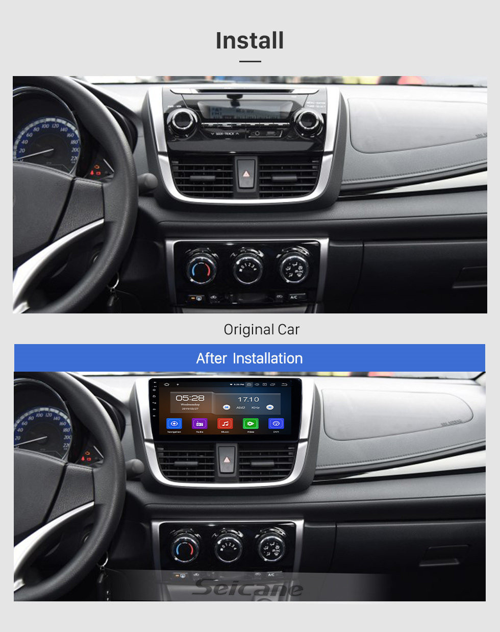 Seicane Android 11.0 HD Pantalla táctil Radio de 9 pulgadas para 2017 Toyota YARiS L Bluetooth GPS Navi USB Carplay DVR TV digital TPMS OBD 4G WIFI Reproductor de DVD SWC RDS