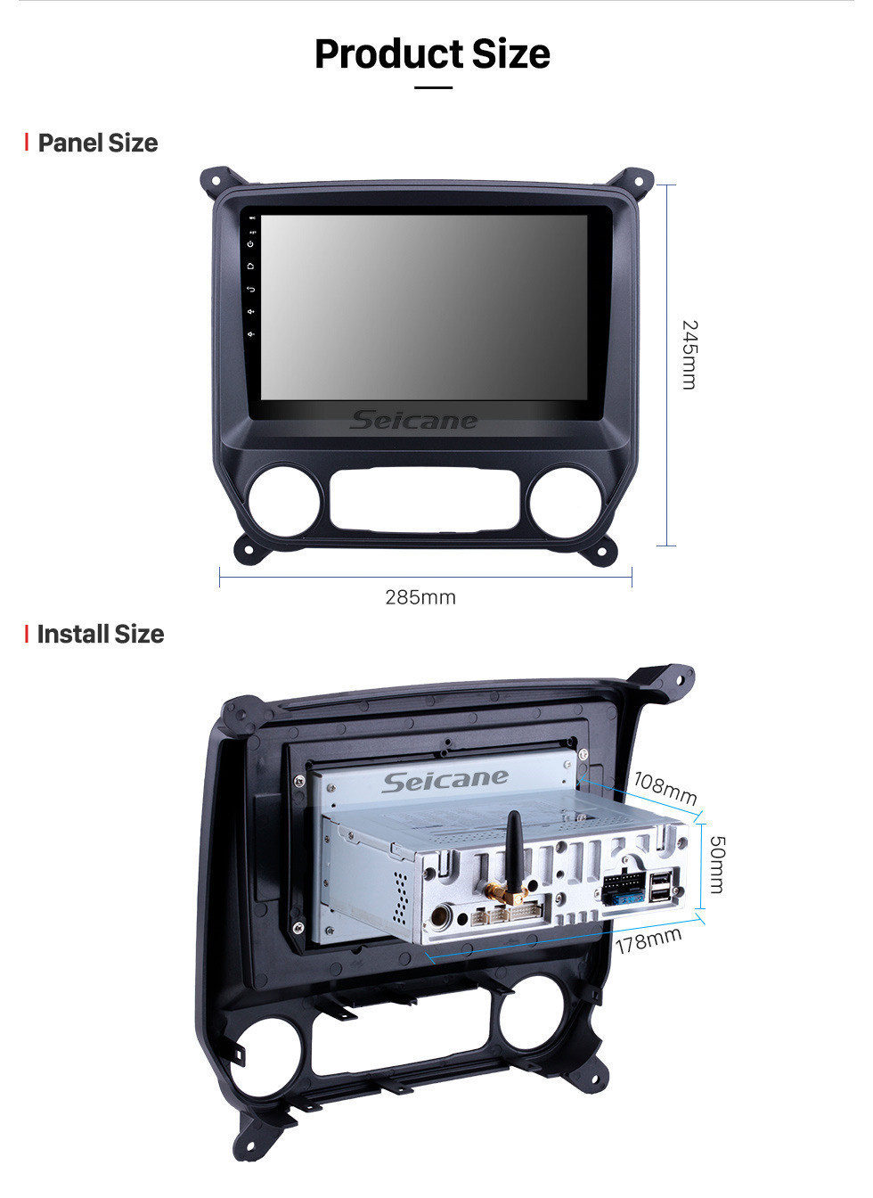 Seicane 10.1 pulgadas para Chevy Chevrolet Silverado 2014-2018 Android 11.0 Radio para automóvil con GPS Nav HD Pantalla táctil FM / AM Audio Carplay Bluetooth WIFI compatible con cámara de respaldo 4G SWC