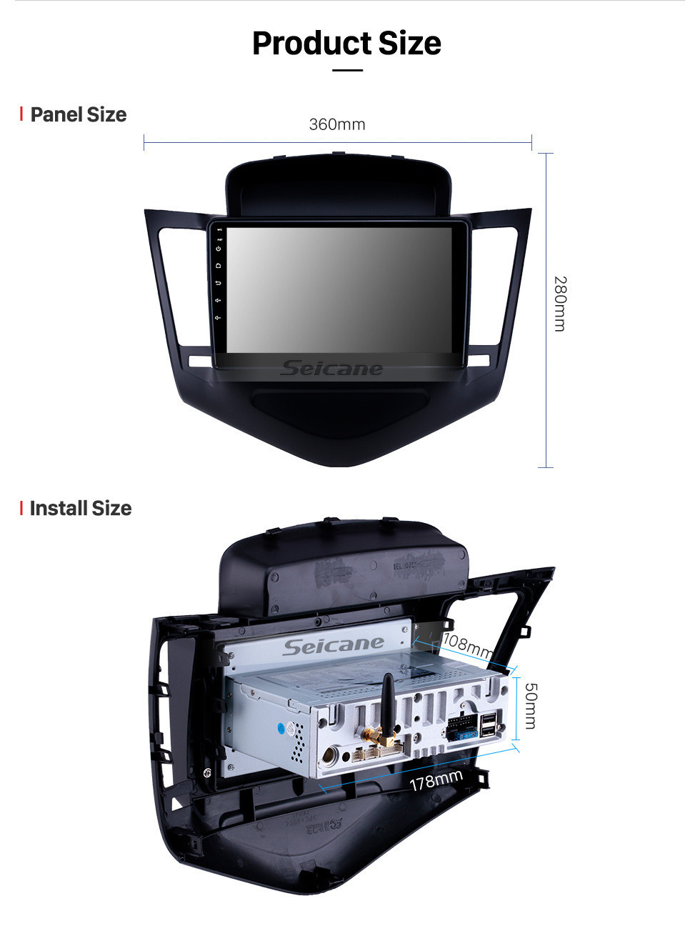 Seicane 2013-2015 Chevrolet CRUZE Android 11.0 9 pulgadas Navegación GPS Radio Bluetooth con USB Música FM Soporte para Carplay Control del volante 4G Cámara de respaldo