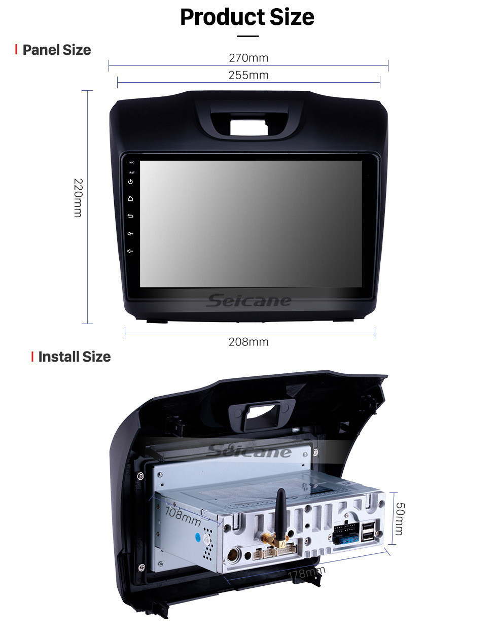 Seicane OEM 9 pouces Android 11.0 Radio pour 2012-2016 2017 2018 Chevy Chevrolet TrailblazerS10 ISUZU D-Max DMax Bluetooth Wifi HD Écran tactile Navigation GPS Carplay Prise en charge USB 4G SWC RDS OBD2