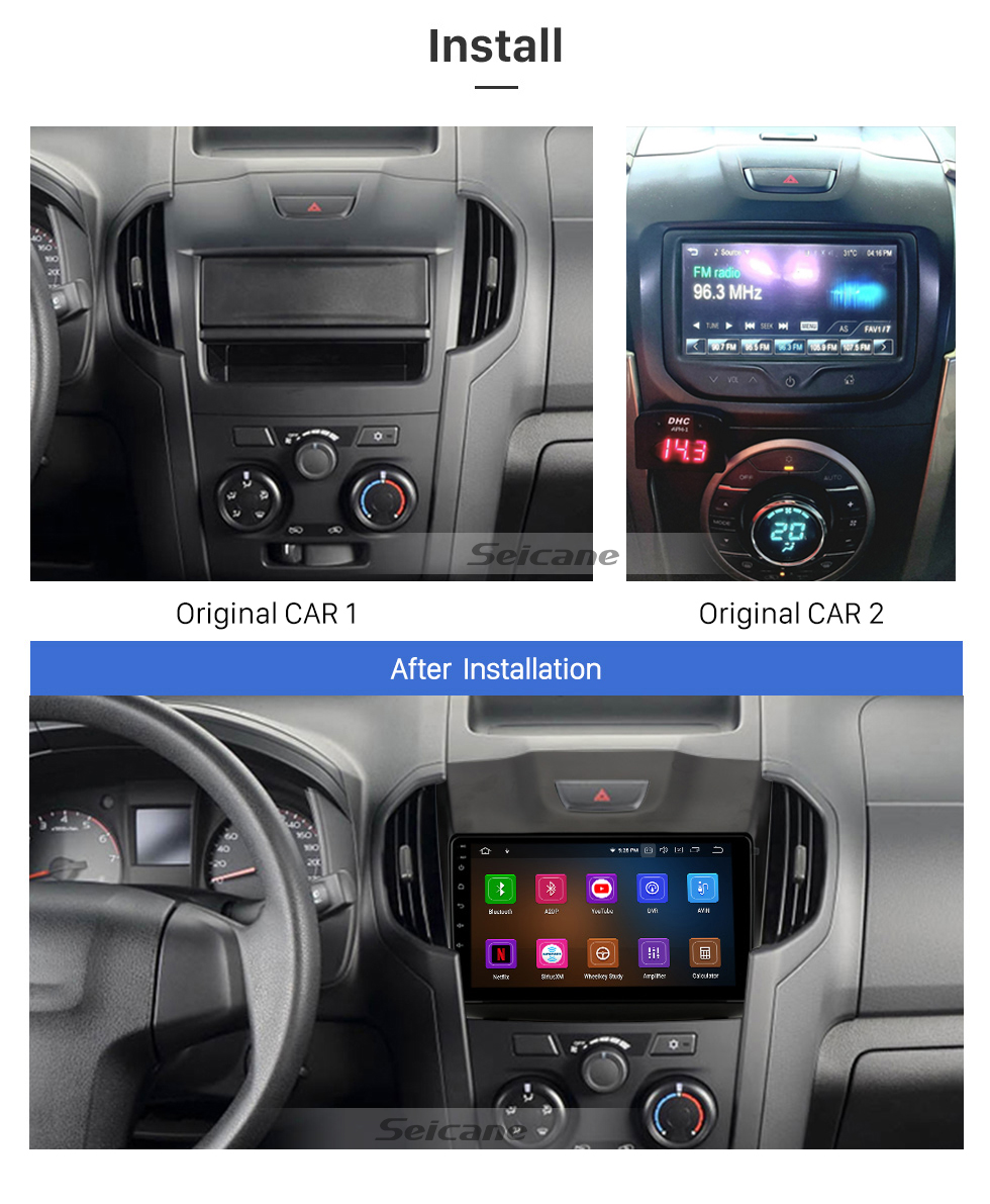 Seicane OEM 9 pouces Android 11.0 Radio pour 2012-2016 2017 2018 Chevy Chevrolet TrailblazerS10 ISUZU D-Max DMax Bluetooth Wifi HD Écran tactile Navigation GPS Carplay Prise en charge USB 4G SWC RDS OBD2