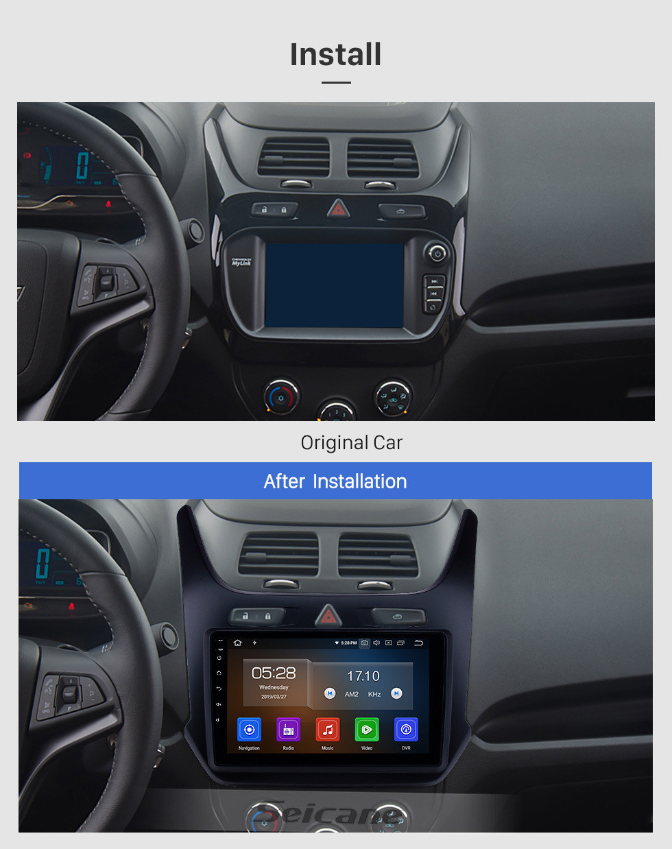 Seicane Android 11.0 9 polegada HD Touchscreen GPS de Navegação GPS para 2016-2018 chevy Chevrolet Cobalt com USB Bluetooth Carplay suporte DVR DAB + TV Digital