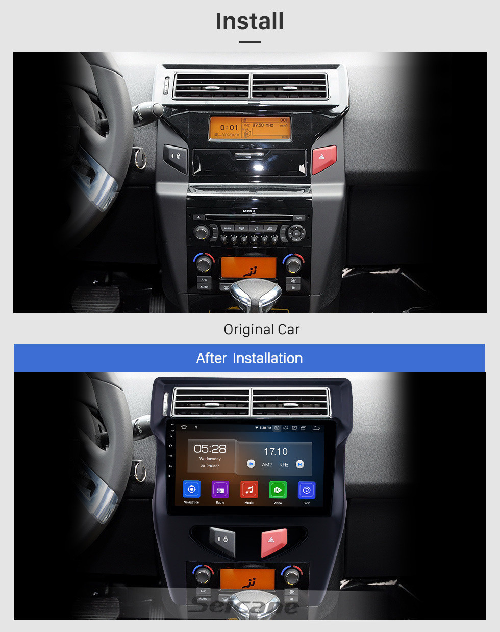 Seicane 2012 Citroen C4 C-QUATRE 10,0 pouces Android 11.0 Radio avec écran tactile HD Navigation GPS Support AUX DVR TPMS Caméra de recul 4G WIFI OBD2