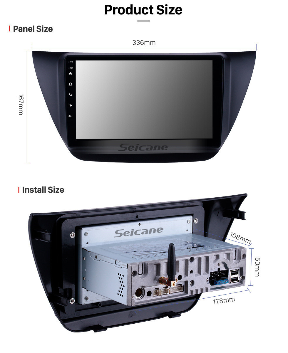 Seicane OEM 9 pouces Android 11.0 Radio pour 2006-2010 MITSUBISHI LANCER IX Bluetooth Wifi HD Navigation à écran tactile GPS support Carplay USB OBD2 Digital TV 4G