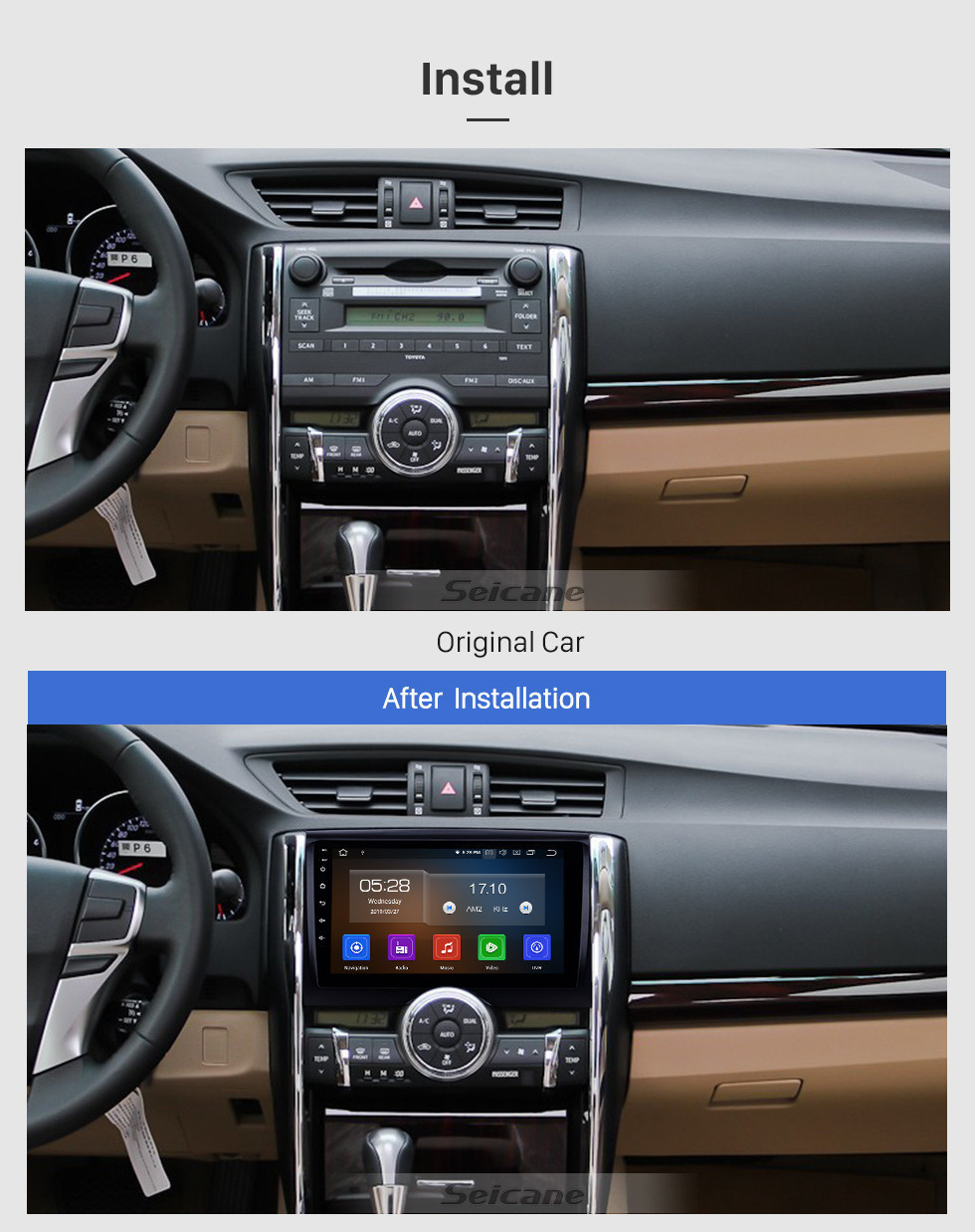 Seicane HD Touchscreen 2010 2011-2015 TOYOTA REIZ Mark X 9 Zoll Android 11.0 GPS-Navigations-Radio Bluetooth Carplay-Musik-AUX-Unterstützung TPMS SWC OBD2 DVR