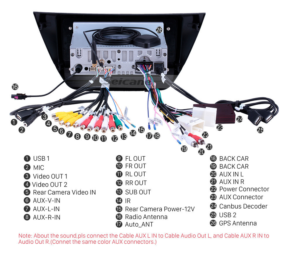 Seicane Android 11.0 9 pouces 2006-2010 Mitsubishi Lancer IX HD à écran tactile GPS de radio de navigation avec Bluetooth USB Prise en charge de Carplay WIFI Miroir Lien Caméra de recul