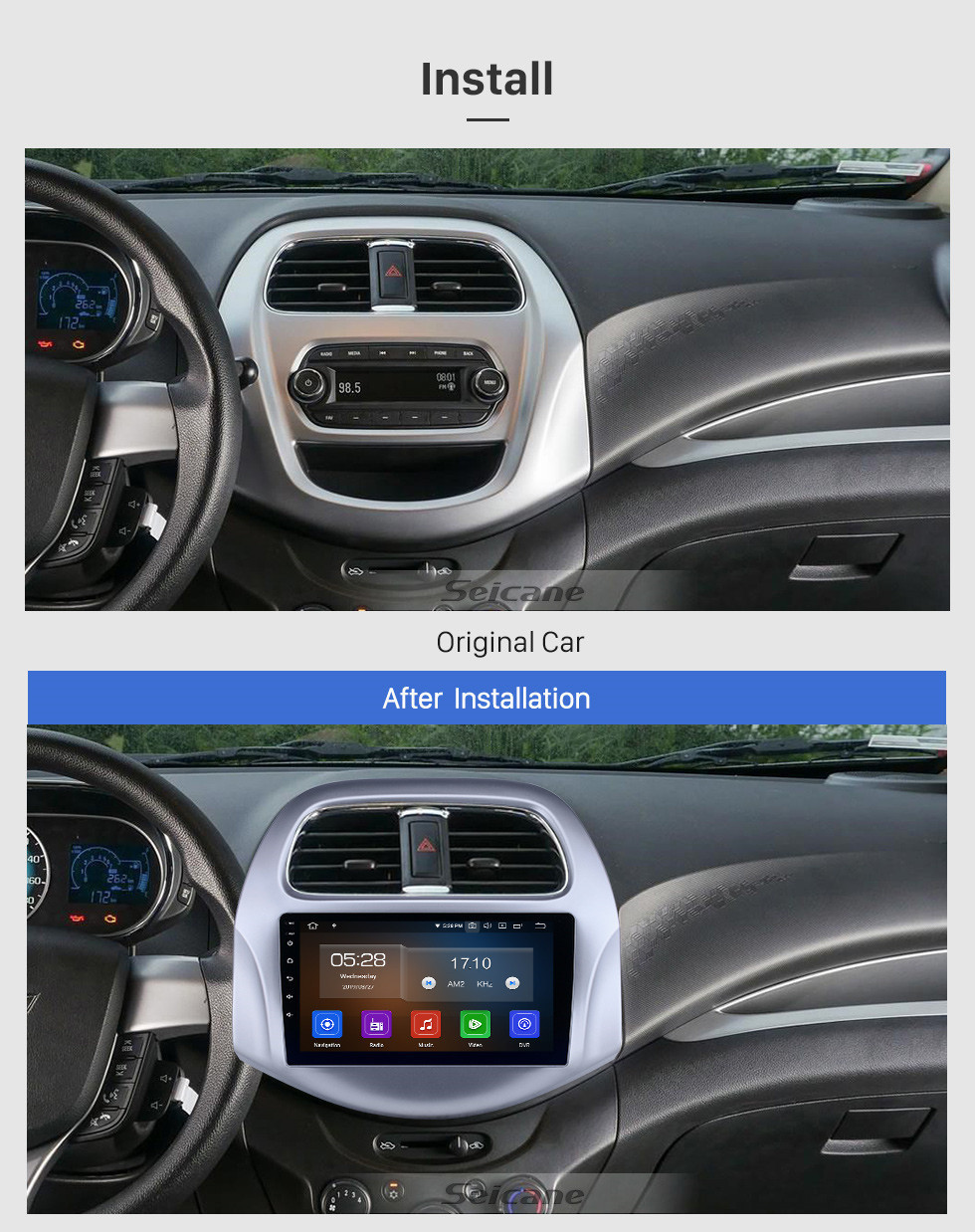 Seicane 9-дюймовый Android 11.0 2018-2019 Chevy Chevrolet Daewoo Matiz / Spark / Baic / Beat HD Сенсорный экран GPS-навигация Радио с поддержкой Carplay Bluetooth 4G WIFI