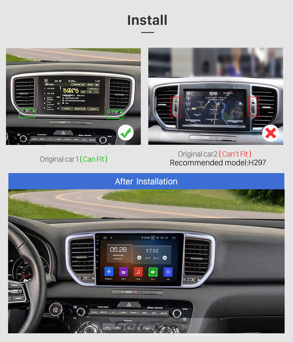 Seicane Android 11.0 9 pouces Radio de navigation GPS pour 2018-2019 Kia Sportage R avec écran tactile HD Carplay Bluetooth WIFI Prise en charge AUX AUX Miroir Lien OBD2 SWC