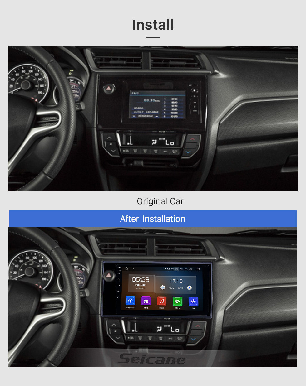 Seicane OEM 9 polegada Android 11.0 Rádio para 2015-2017 Honda BRV LHD Bluetooth Wifi HD Touchscreen Música Navegação GPS Carplay suporte DAB + Retrovisor câmera