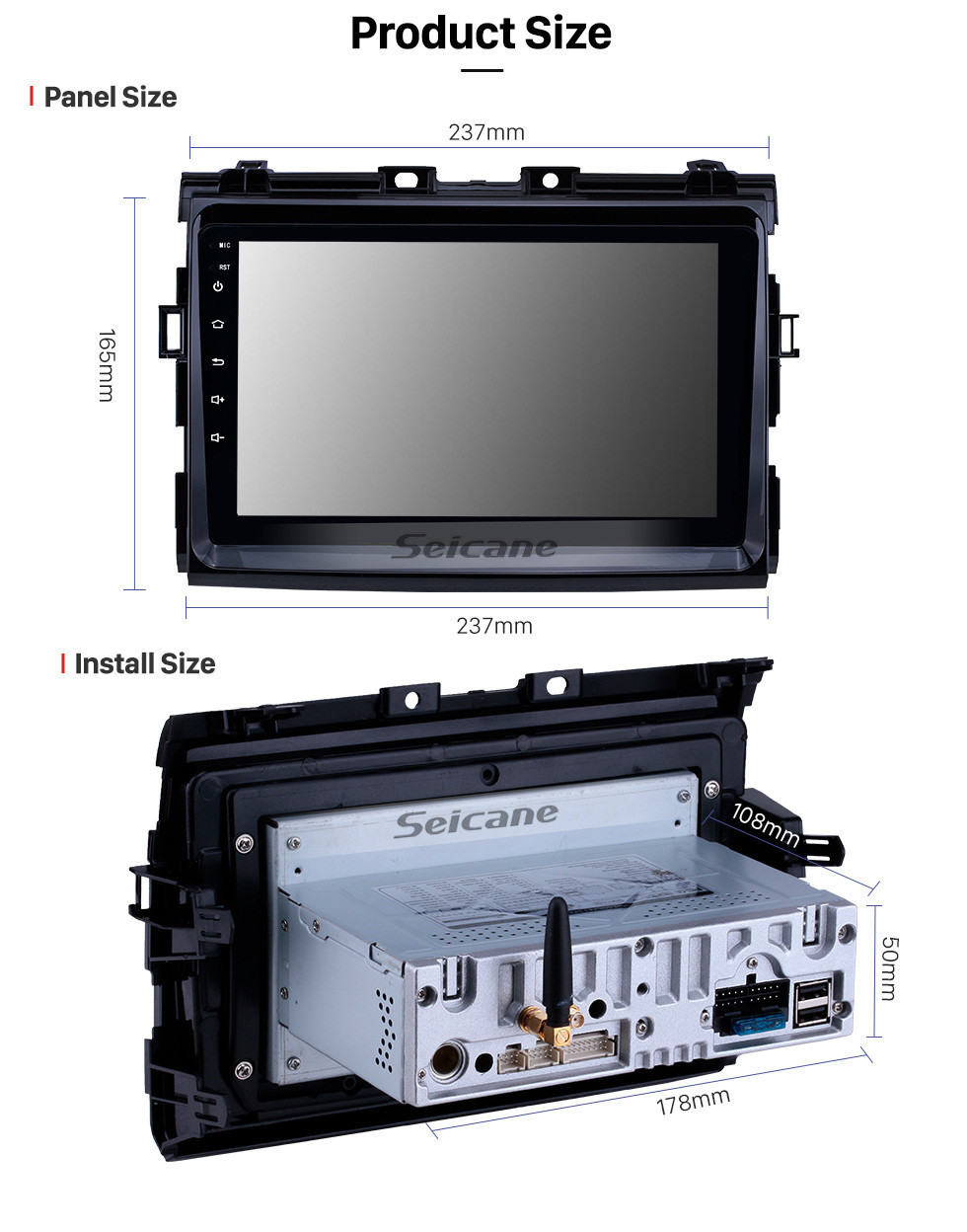 Seicane Soem 9 Zoll Android 11.0 Radio für 2006-2012 Toyota Previa Bluetooth HD Touchscreen GPS-Navigation Carplay USB-Unterstützung 4G WIFI Rearview-Kamera OBD2