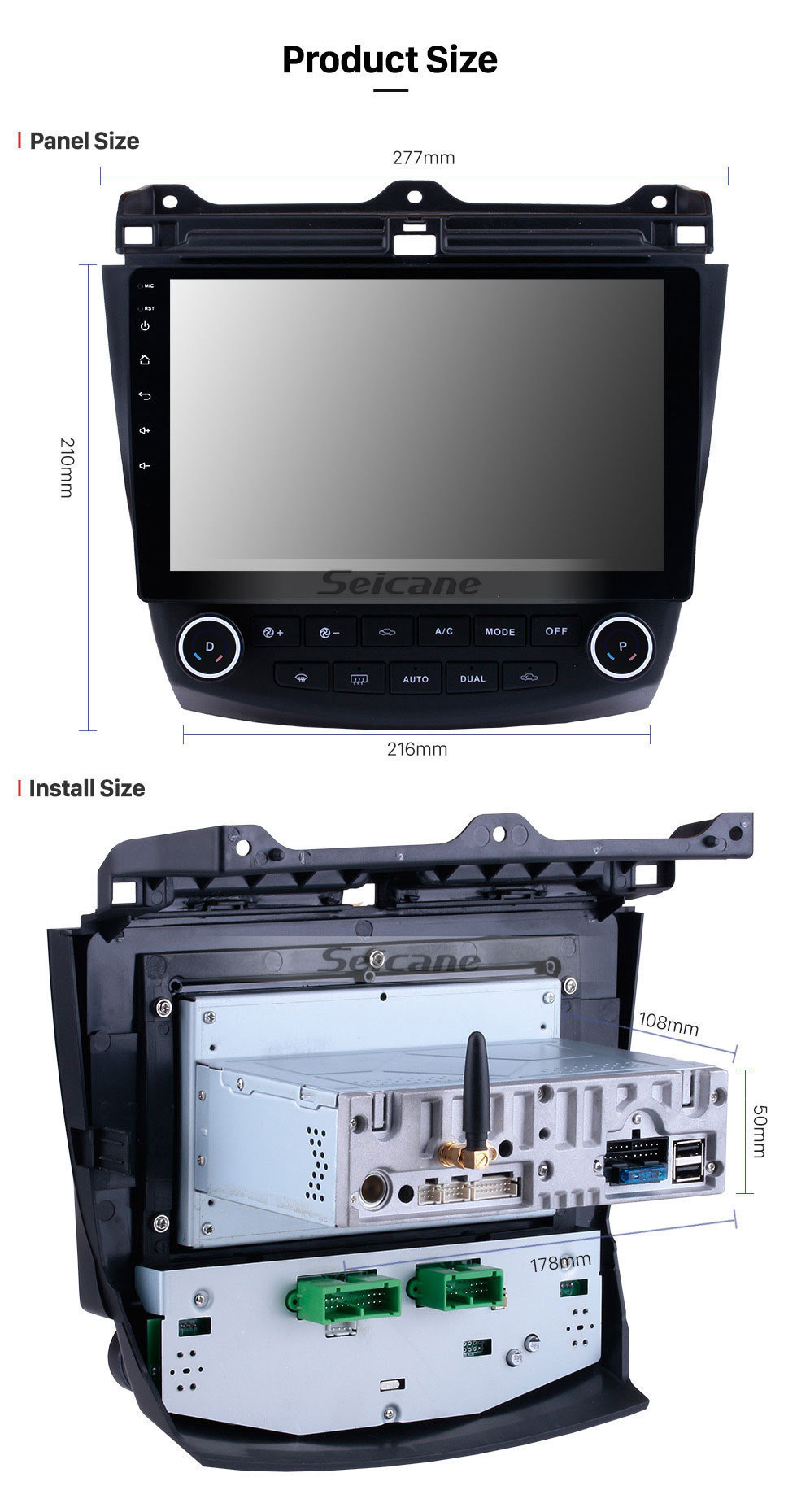 Seicane Tela sensível ao toque HD de 10,1 polegadas para 2003 2004 2005 2006 2007 Honda Accord 7 Android 11.0 Sistema de navegação GPS Rádio com Bluetooth USB Carplay compatível com DVR