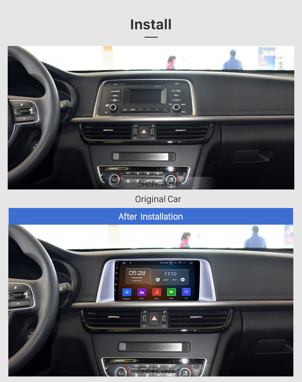 Seicane OEM HD Touchscreen 2015 2016 2017 Kia K5 Android 11.0 9 inch GPS Navigation Radio Bluetooth USB Carplay WIFI Music AUX support TPMS DAB+ Digital TV