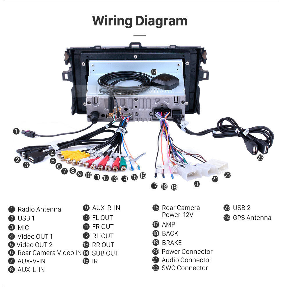 Seicane Pantalla táctil HD de 9 pulgadas Android 11.0 para 2006 2007 2008 2009 2010 2011 Toyota Corolla Radio Sistema de navegación GPS Bluetooth Cámara de vista trasera Control del volante 3G WIFI 1080P