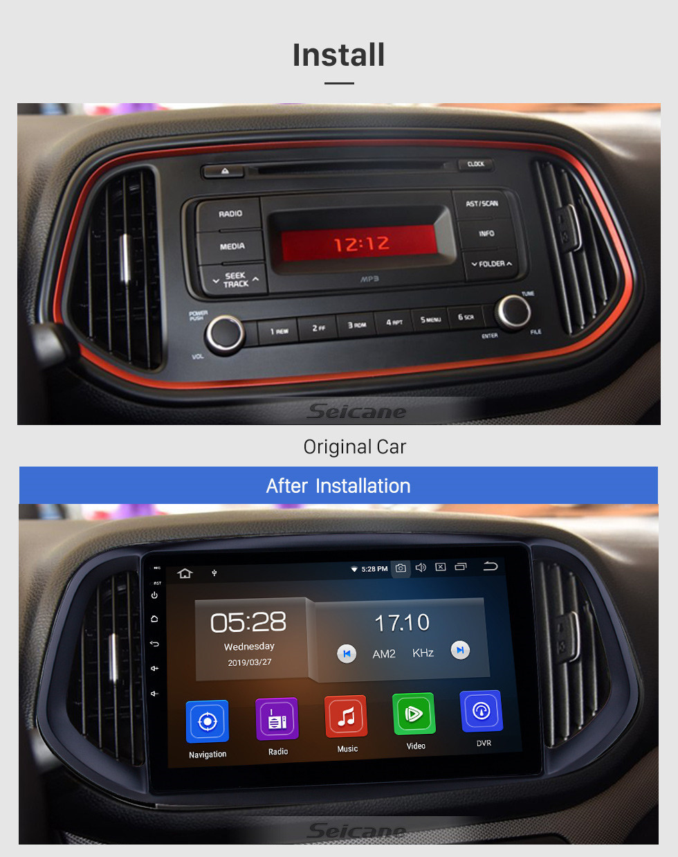 Seicane 10,1 pouces Android 11.0 Radio de navigation GPS pour 2014 2015 2016 2017 Kia KX3 Bluetooth Wifi HD Écran tactile Musique Carplay soutien caméra de recul 1080P