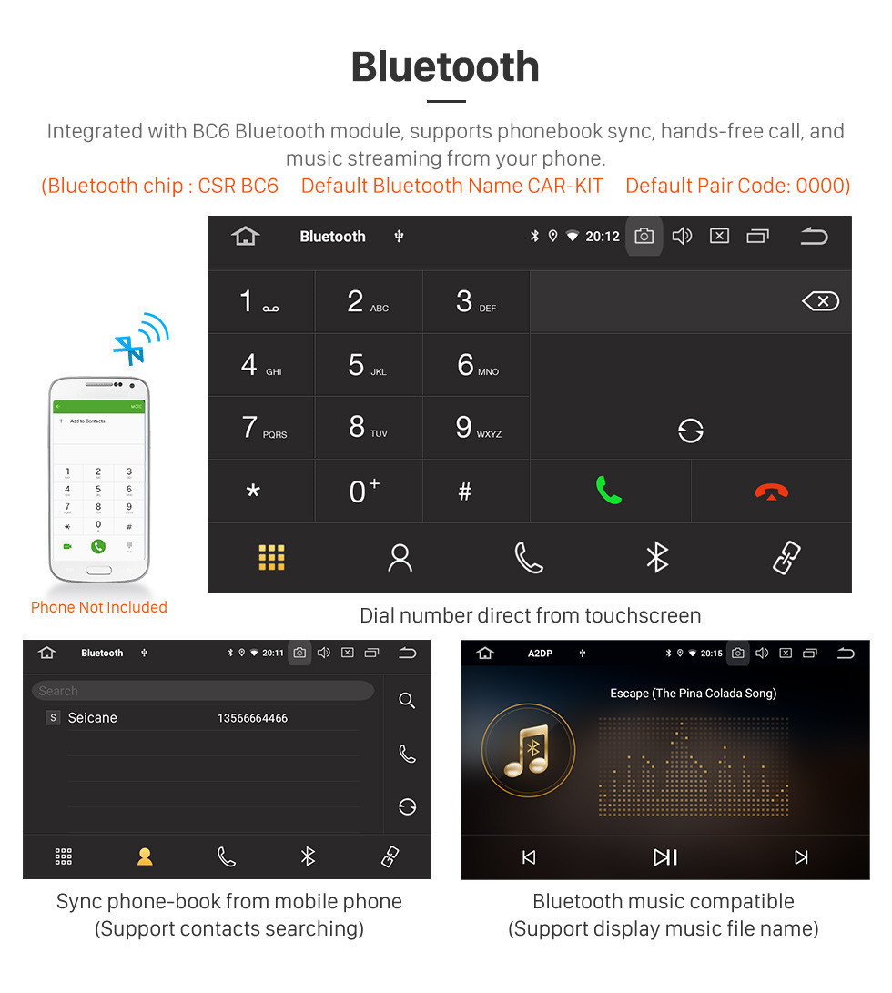 Seicane 10.1 pouces Android 11.0 Radio pour 2005-2014 Citroen Bluetooth Wifi HD à écran tactile Navigation GPS Carplay support USB TPMS Commande au volant