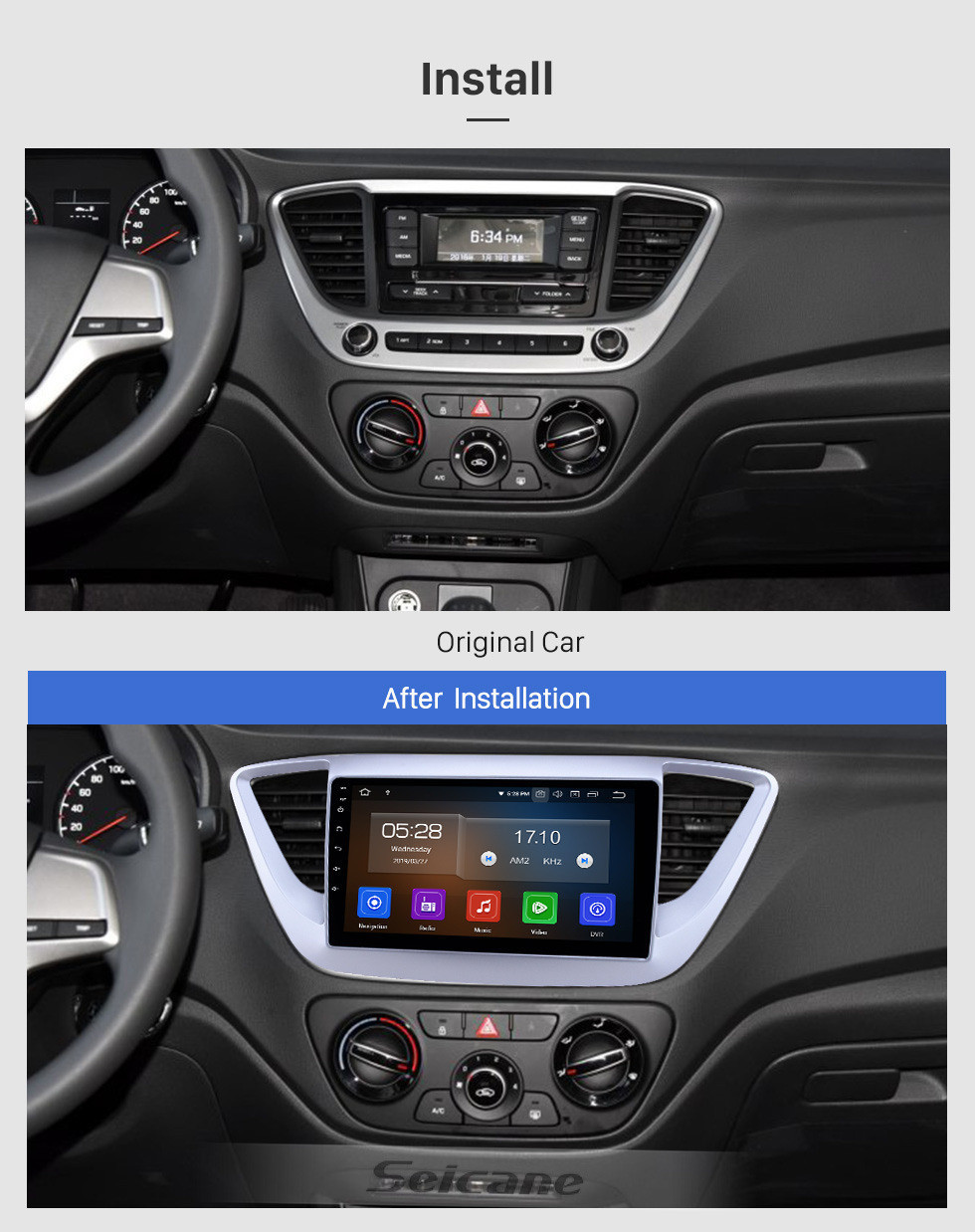 Seicane 9 pulgadas de Android 11.0 Radio para 2016 Hyundai Verna Bluetooth Wifi Pantalla táctil AUX GPS de navegación Carplay soporte USB DVR TV digital TPMS