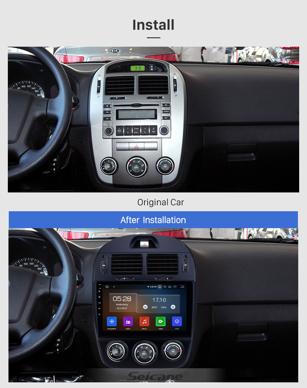 Seicane 10,1 zoll Android 9,0 GPS Navigation Radio für 2017-2019 Kia Cerato Manuelle A / C Bluetooth Wifi HD Touchscreen Musik Carplay unterstützung Backup kamera 1080 P