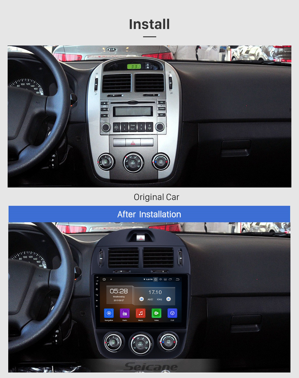 Seicane 10.1 pulgadas Android 11.0 Radio de navegación GPS para 2017-2019 Kia Cerato Manual A / C Bluetooth Wifi HD Pantalla táctil Música Soporte de Carplay Cámara de respaldo 1080P