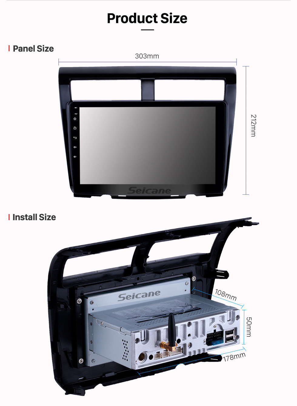 Seicane 10.1 pulgadas Android 11.0 Radio de navegación GPS para 2012 Proton Myvi Bluetooth Wifi Pantalla táctil compatible con Carplay DAB + Control de volante DVR