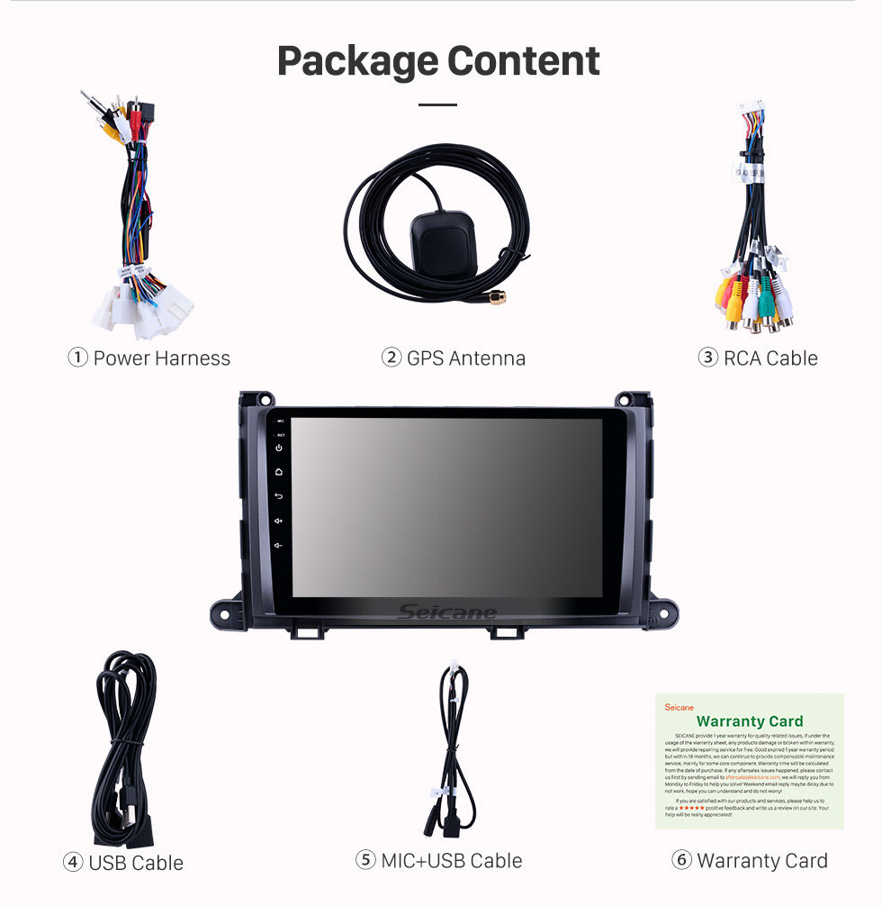 Seicane 9 pouces 2009-2014 Toyota Sienna Android 11.0 Radio de navigation Bluetooth Bluetooth HD à écran tactile AUX Carplay Musique prise en charge 1080 P Vidéo TV numérique Caméra arrière Seicane 9 pouces 2009-2014 Toyota Sienna Android 11.0 Radio de navigation Bluetooth Bluetooth HD à écran tactile AUX Carplay Musique prise en charge 1080 P Vidéo TV numérique Caméra arrière