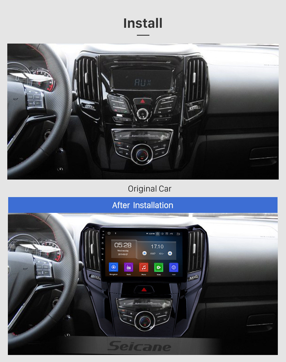 Seicane 10.1 pulgadas Android 11.0 Radio de navegación GPS para 2014 2015 Gran Muralla M4 Bluetooth Wifi Pantalla táctil HD compatible con Carplay DAB + Control del volante