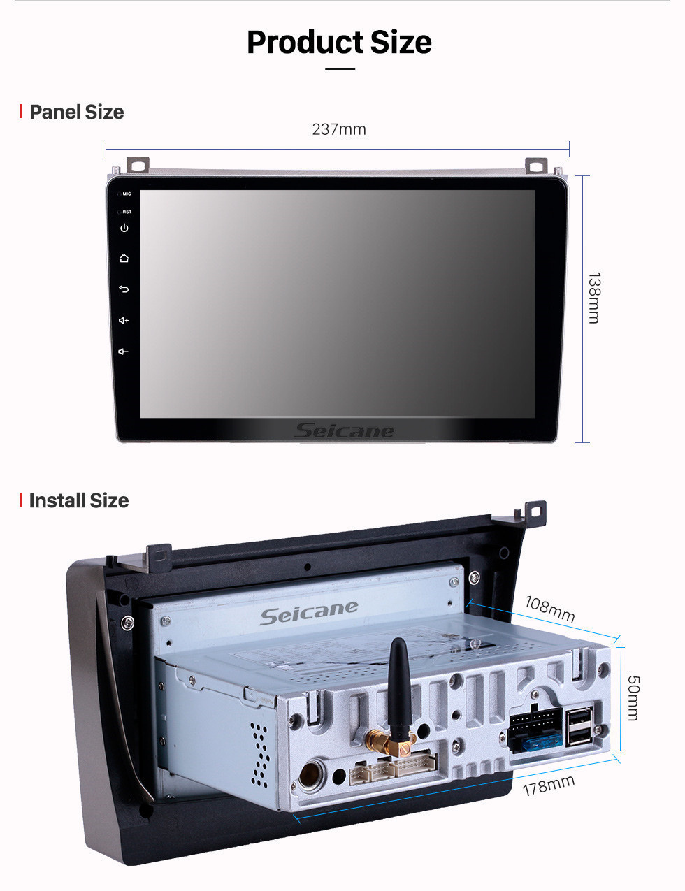 Seicane Android 11.0 Radio de navigation GPS 9 pouces pour 2006-2010 Proton GenⅡ avec écran tactile Carplay Bluetooth WIFI Prise en charge AUX AUX Mirror Link OBD2 SWC