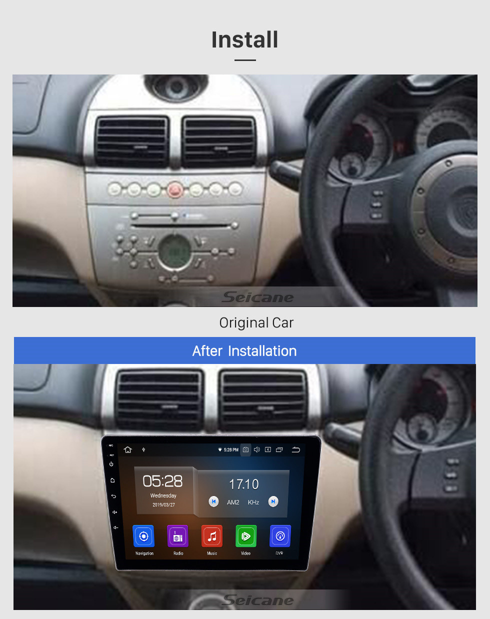 Seicane Android 11.0 Radio de navigation GPS 9 pouces pour 2006-2010 Proton GenⅡ avec écran tactile Carplay Bluetooth WIFI Prise en charge AUX AUX Mirror Link OBD2 SWC