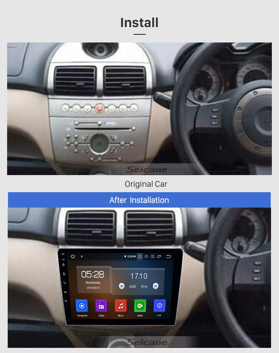 Seicane Android 11.0 9 polegada GPS Rádio de Navegação para 2006-2010 Proton GenⅡ com HD Touchscreen Carplay Bluetooth WIFI USB AUX apoio Link Espelho OBD2 SWC